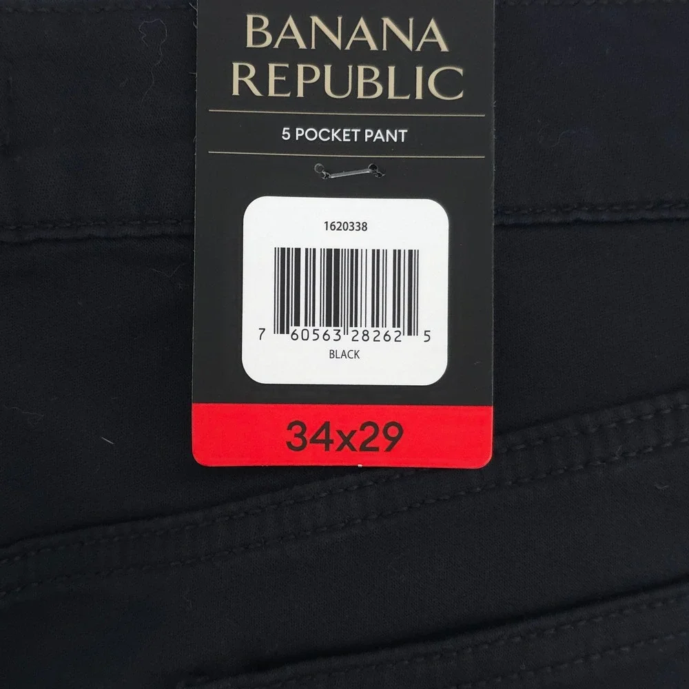 Banana Republic 5-Pocket Pant Mens Pants 34x29 Black Stretch Casual - NWT
